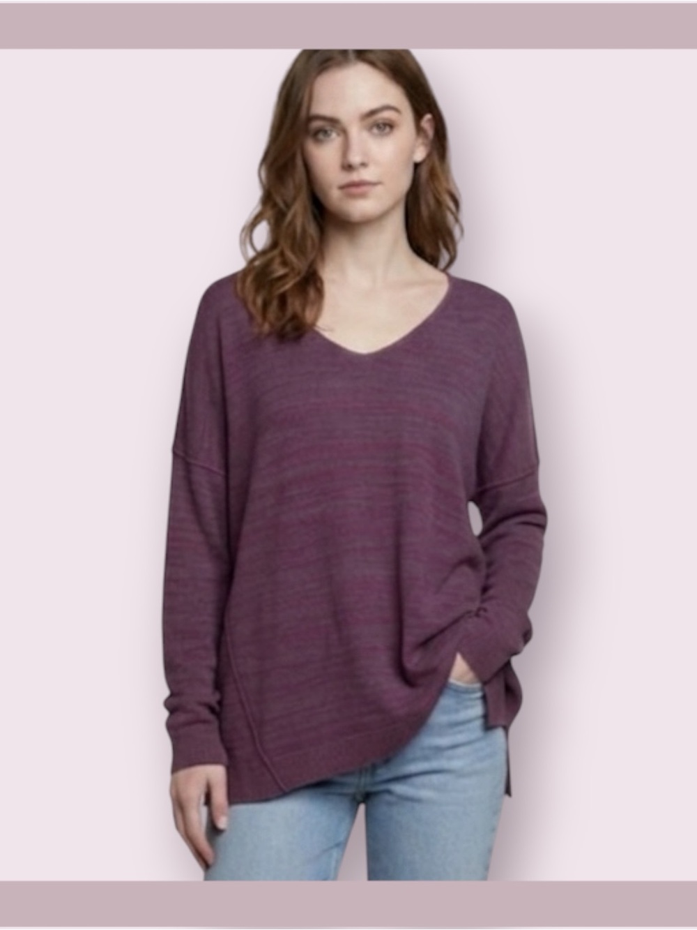 Nordstrom BP. Purple Slouchy Scoop Neck Sweater Size XS